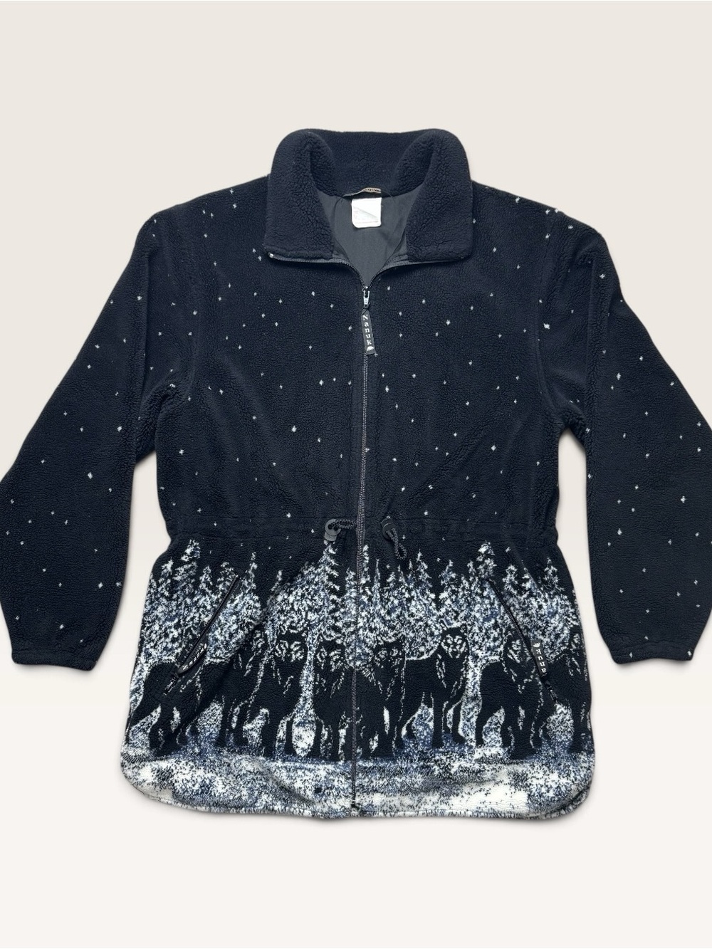 Vintage Nanuk Wolf Pack Fleece Jacket M Made in Canada 90s Y2K Wildlife